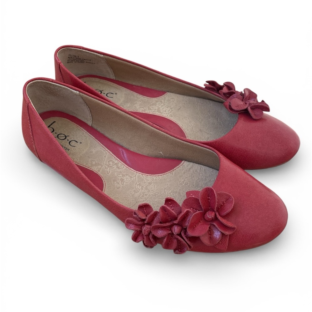 b.o.c. Women's Peony Ballerina Flats with Floral Embellishments Like New Size 7.